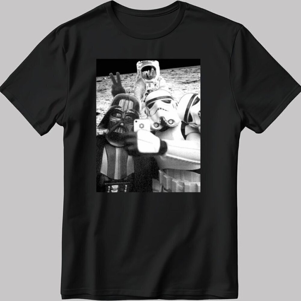 Star Wars Selfie On Moon Funny Galactic Sci-Fi Pop Culture Graphic T-Shirt